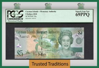 Tt Pk 39a 2010 Cayman Islands 5 Dollars 