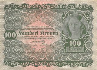 Austria 100 Kronen 2.  1.  1922 P 77 Series 1295 Uncirculated Banknote Gh14 photo