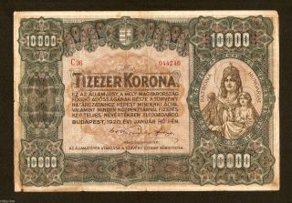 Hungary Ungarn 10000 10.  000 Korona 1920.  Huge & Banknote.  Pick 68.  Scarce photo