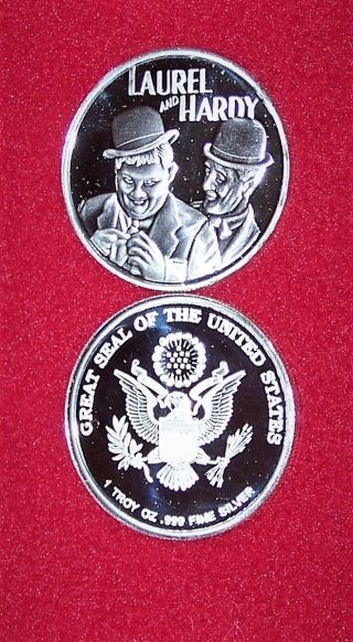 Laurel And Hardy 1oz.  999 Fine Silver Round photo