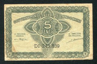 French Indo - China 5 Cents 1942 P 88 photo