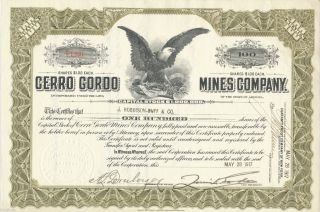 1917 Cerro Gordo Mines Company Stock Certificate Inyo California Silver Mining photo