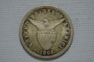 1903 Philippines Silver 10 Centavos Au,  (cn1695) photo