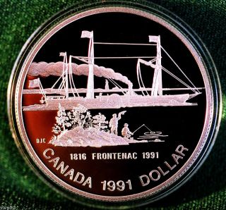 1991 Canada Frontenac Steamship 175th Anniversary Silver Dollar Proof Finish photo