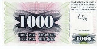 Bosnia 1992 1000 Dinara Currency Unc photo