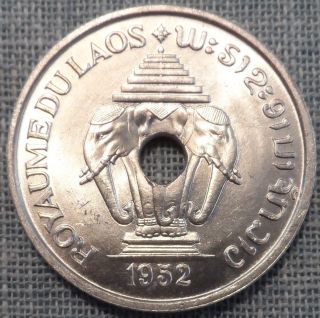 Laos 1952 20 Cents Foreign Coin Km 5 Bu Uncirculated photo