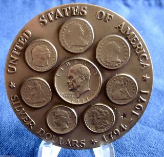 1971 Medallic Art Co.  Ike Eisenhower Bronze Silver Dollar Medal 157 photo