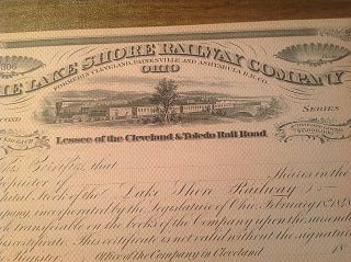 Antique 1800s The Lake Shore Railway Company Signed Stock Certificate photo