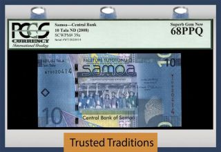 Tt Pk 39a 2008 Samoa 10 Tala Central Bank Pcgs 68 Ppq Gem photo