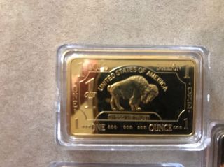1 Oz 100 Millls.  999 Fine Gold Buffalo Bar Fine Bullion Christmas photo