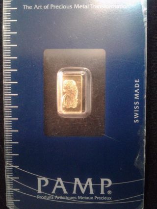 1 Gram Pamp Suisse Gold Bar - Lady Fortuna - In Assay Card Bbi 1385 photo