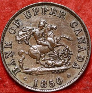 1850 Canada 1/2 Penny Bank Token Foreign Coin S/h photo