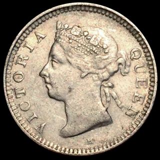 1900 H Silver Hong Kong 5 Cents Queen Victoria Coin Xf / Au photo
