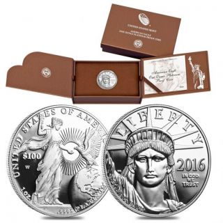 American Eagle 2016 W 1oz Platinum Proof $100 Coin In photo