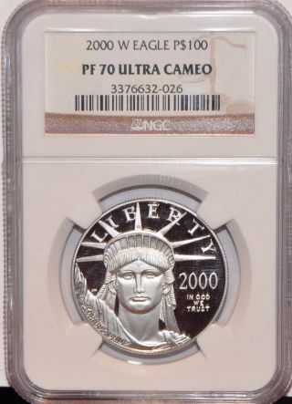 2000 W 1 Oz Ounce Platinum Eagle Pf 70 Ngc Ultra Cameo $100 Liberty Coin photo