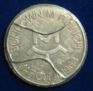 Sundown M Ranch [march 4,  1968] Vintage Recovery Coin / Serenity Prayer 1.  25 
