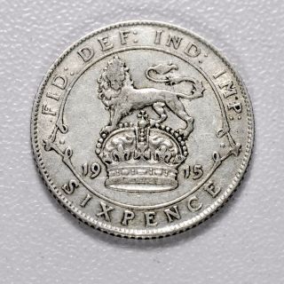 Gb George V Silver (. 925) Sixpence - 1915,  Sharp Grade,  [1915 - 6d] photo