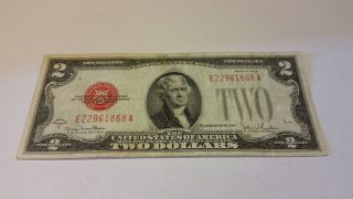 1928 G Red Seal Us $2 Two Dollar Bill Legal Tender Note Currency 68a photo