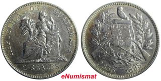 Guatemala Silver 1898 2 Reales,  Dos Km 167 photo