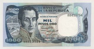 Colombia 1000 Pesos 1 - 1 - 1986 Pick 424.  C Unc Uncirculated Banknote photo