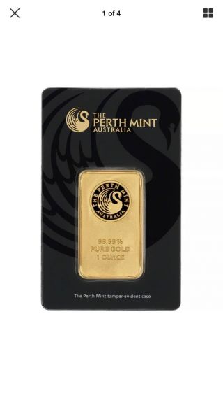 1 Oz.  Gold Bar - Perth - 99.  99 Fine In Assay photo