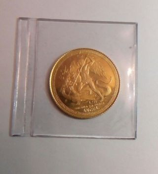 1988 Gold Isle Of Man 1/20th Ozt Angel Coin In Plastic. photo