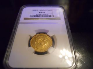 1888 Kb Hungary Gold 20 Francs Ngc Au 55 photo
