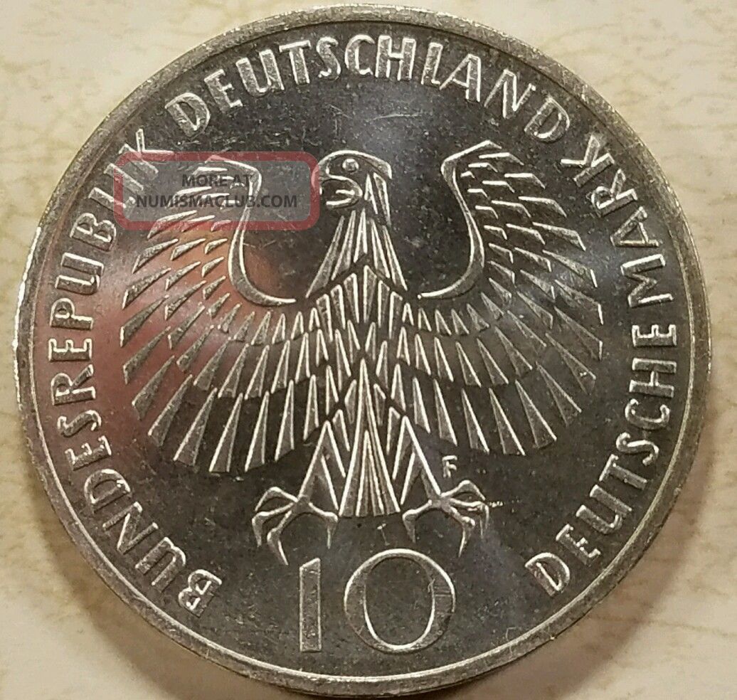 1972 German 10 Mark F Deutschemark Olympics Silver Coin Cased Collector.