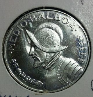1971 Republic Of Panama 1/2 Balboa 900 Fine Silver Coin. photo