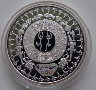 Australia Olympics $5 Two Dancing Figures In Dream Circle Proof Silver photo