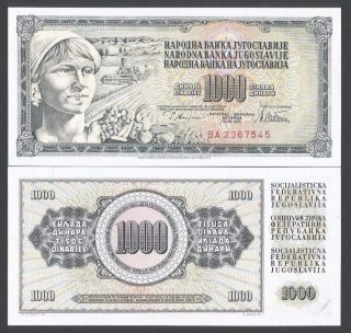 1978 Yugoslavia 1000 Dinara Unc Yugoslavia Banknote (p - 92) photo