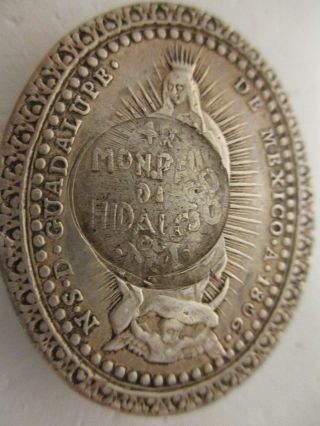 Very Rare 1810 Hidalgo C/s 4 Reales On Silver 1806 Medal photo