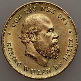 1875 Netherland 10 Gulden Guilder King Willem Gold photo