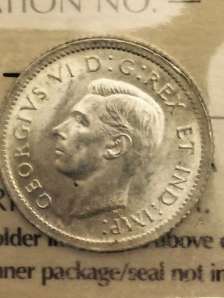 1940 Canadian Ten Cent Silver Dime Coin - Iccs Graded Ms63 photo