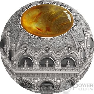 Baroque Amber Art 2 Oz Silver Coin 5$ Niue 2016 photo