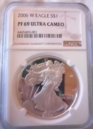 2006 W American Silver Eagle Ase Ngc Pf69ucam Proof 69 Ultra Cameo 20th Anniv photo