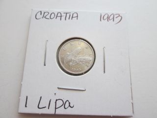 Croatia 1993 1 Cent,  Km 3,  (1993) Aluminium - Magnesium,  Carded photo