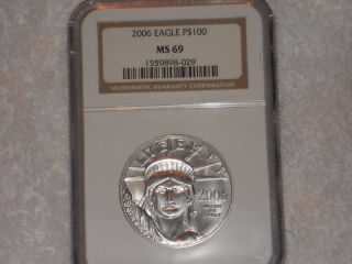 Platinum 2006 (p) American Eagle 1oz Ngc Ms 69 $100 Rare Coin photo