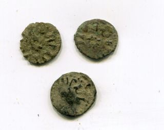 Romania 3 X ?radu I,  1377 - 1383 Ad Dracula.  Wallachia? Medieval Copper Coin photo