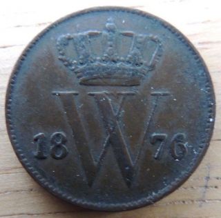 Netherlands 1876 Very Fine 1 Cent Km 100 Great Coin photo