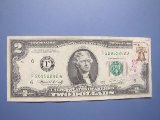 1976 First Day Issue $2 Federal Reserve Note.  Bicentennial Two Dollar Bill photo
