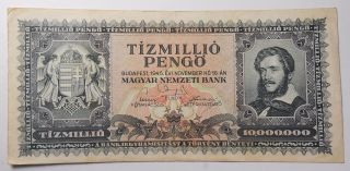 1945 Budapest Hungary Tizmillio (10,  000,  000) Pengo Banknote photo