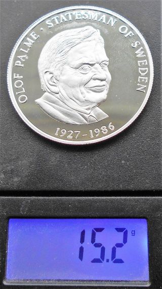 Silver 1999 Zambia 2500 Kwacha Unlisted In Krause Olaf Palme Proof 713 photo
