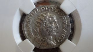 Roman Silver Coin Philip I The Arab Ad 244 - 249 Ar Antoninianus Annona Ngc Au photo