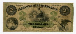 1863 $2 The Farmers & Merchants Bank Of Cecil County - Maryland Note photo