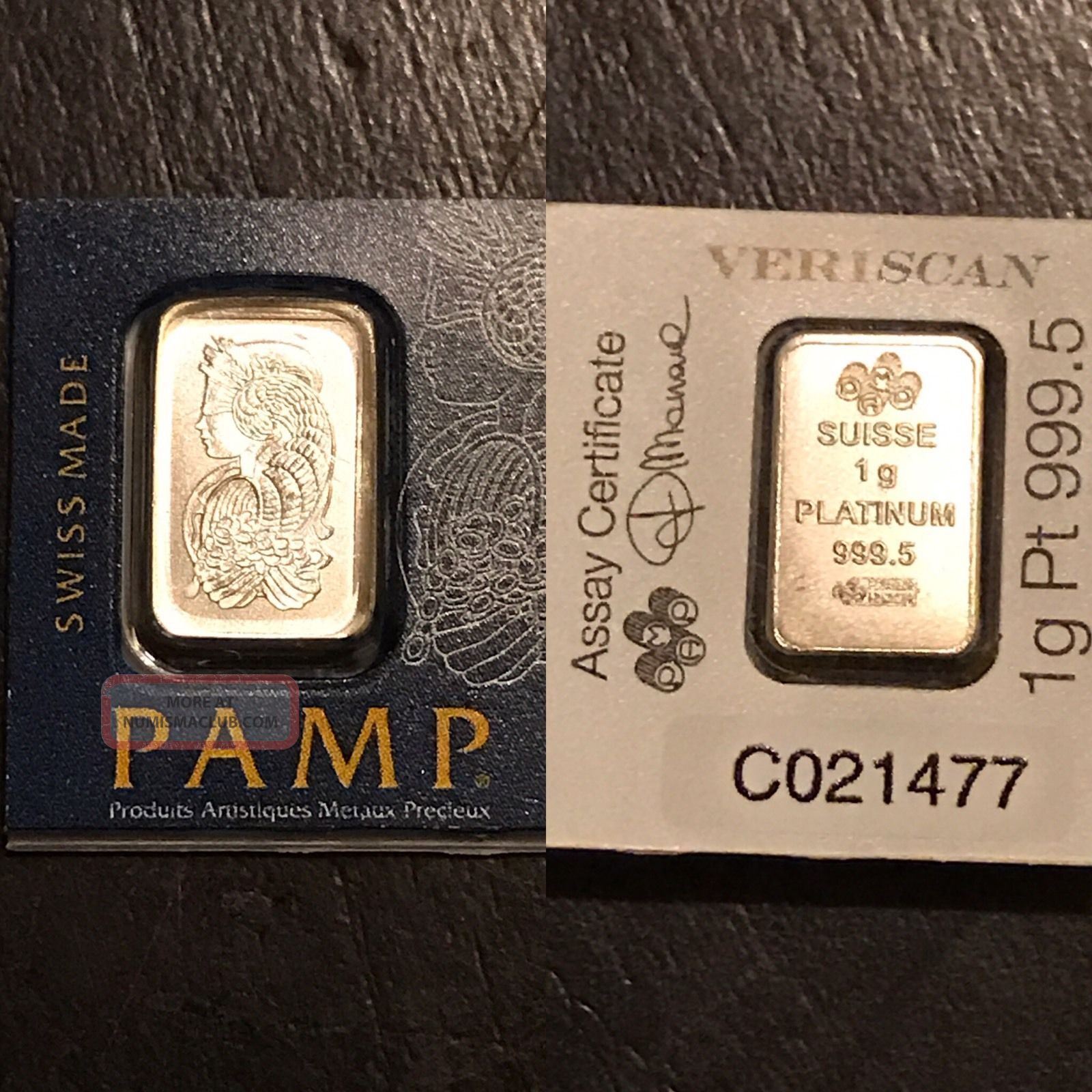 1 Gram Pamp Suisse Platinum Bar. 9995 Fine (in Assay)