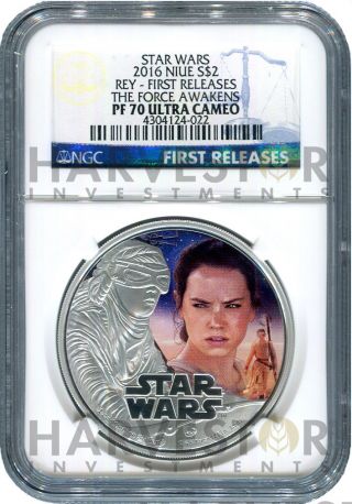 2016 Silver Star Wars The Force Awakens Rey - Ngc Pf70 First Releases photo