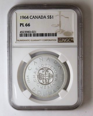 1964 S$1 Canada Silver Dollar Ngc Pl 66 photo
