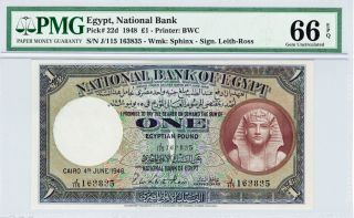Egypt 1948 1 Pound Gem Unc Pmg 66 - photo