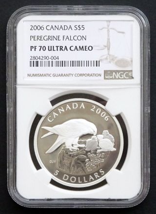 2006 Canada: $5 Peregrine Falcon,  Ngc Pf70 Ultra Cameo photo
